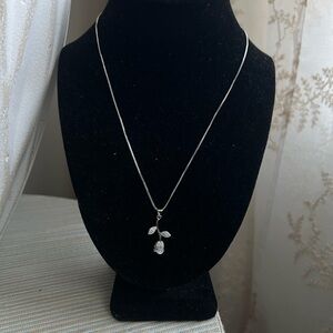 🩷-Silver pavé rose Pendant Necklace